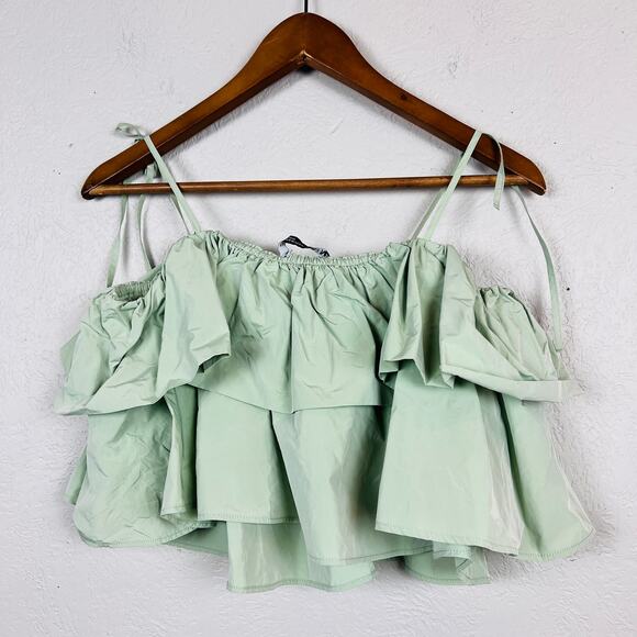 NEW! Zara Crop Blouse Ruffle Top Strap Tie - S / XS - Picture 4 of 5